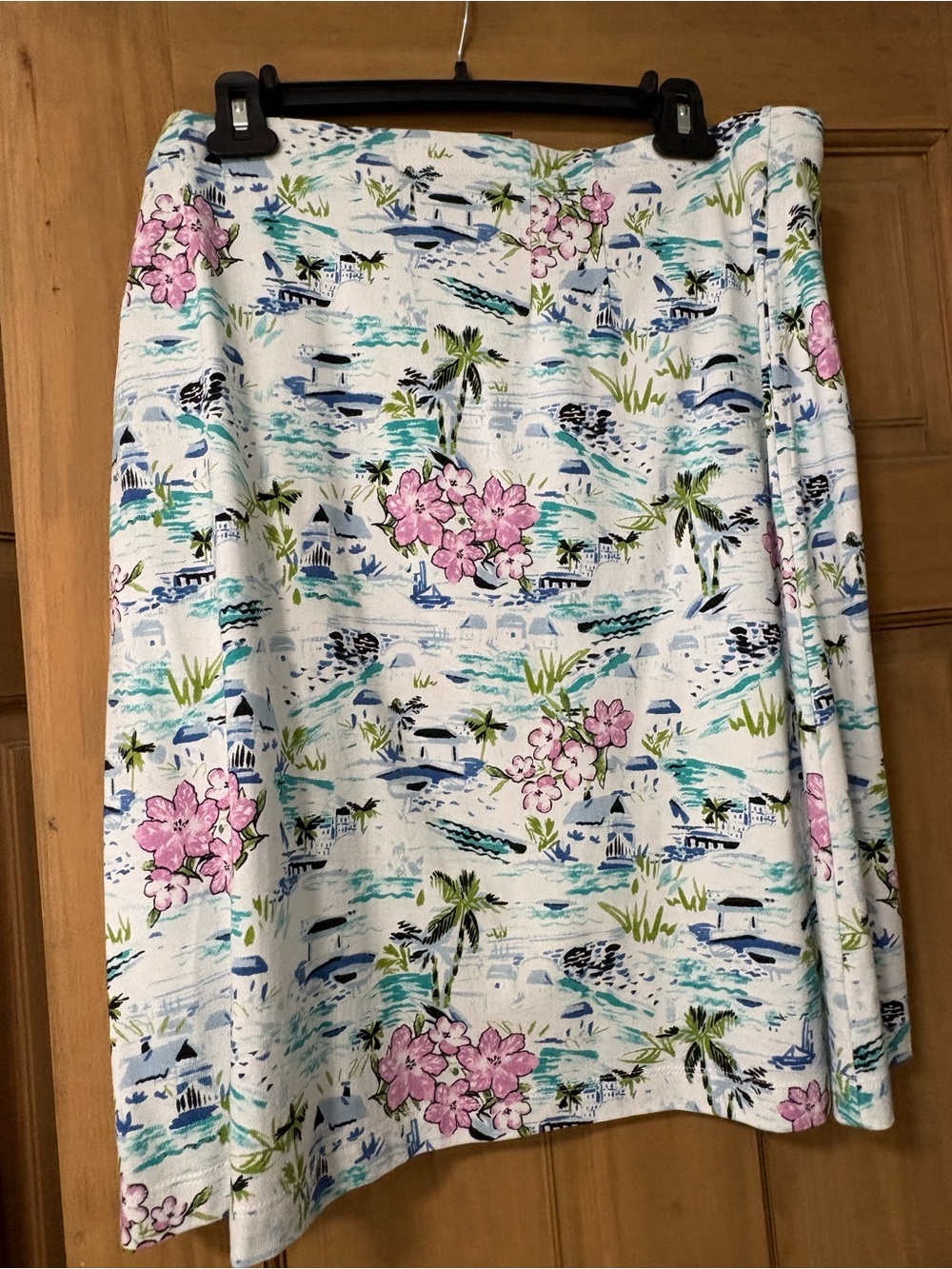 J. Jill Floral Print Skirt — Pink, Blue & Black on White